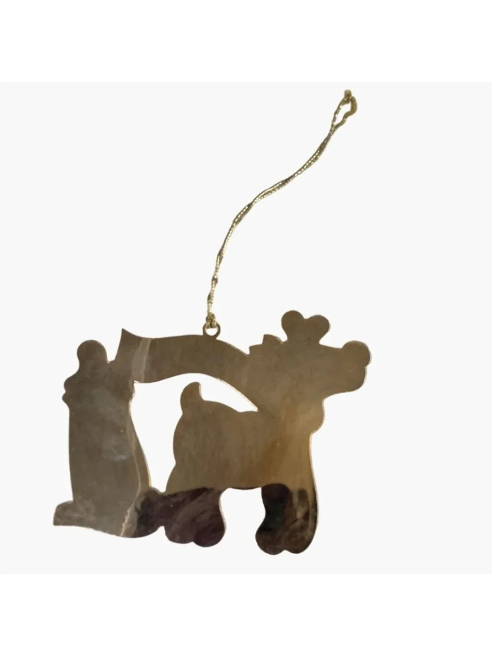 Gloria Duchin Babys 1st Christmas Ornament Gold Reindeer Bottle 1993